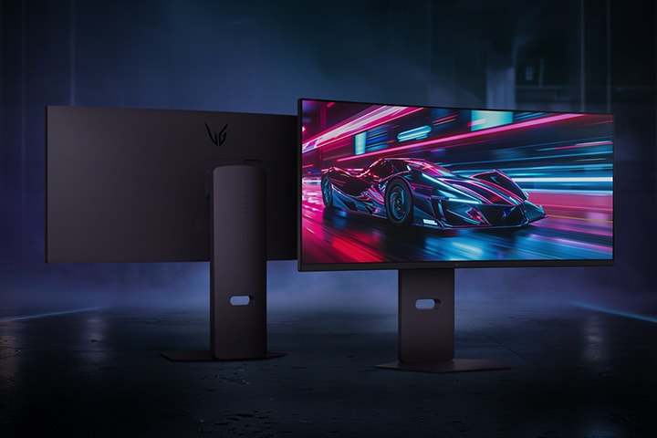 Image of Ultra Gear products placed on a dark navy background, with the left product showing the back and the right product showing the front	