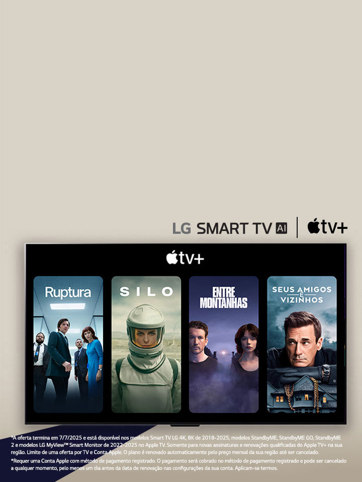 LG TV com quatro miniaturas de programas de TV