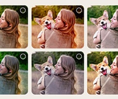 Tela de um usuário passando pelo processo de personaliza??o do AI Picture Wizard. Uma das op??es é real?ada como se o usuário já tivesse feito sua escolha. 