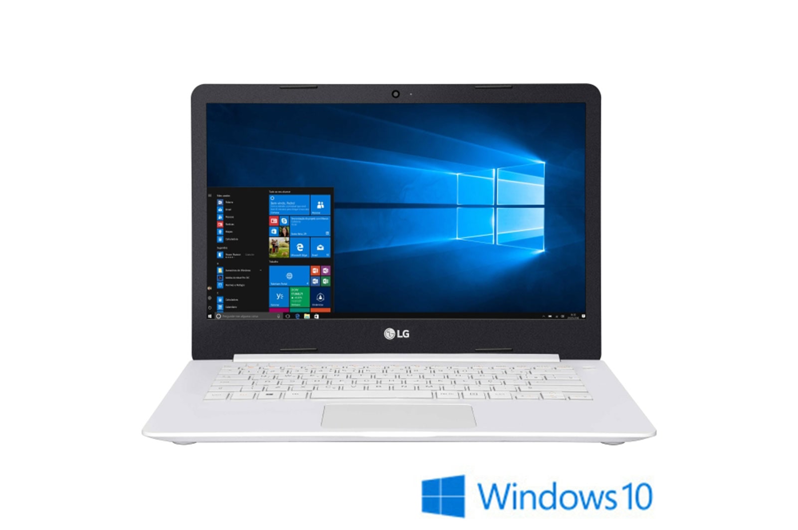 Vista frontal de Notebook LG Ultra Slim com display de 14&#34; HD LED LCD Processador Intel? Celeron?Quad Core 4100 14U380-L