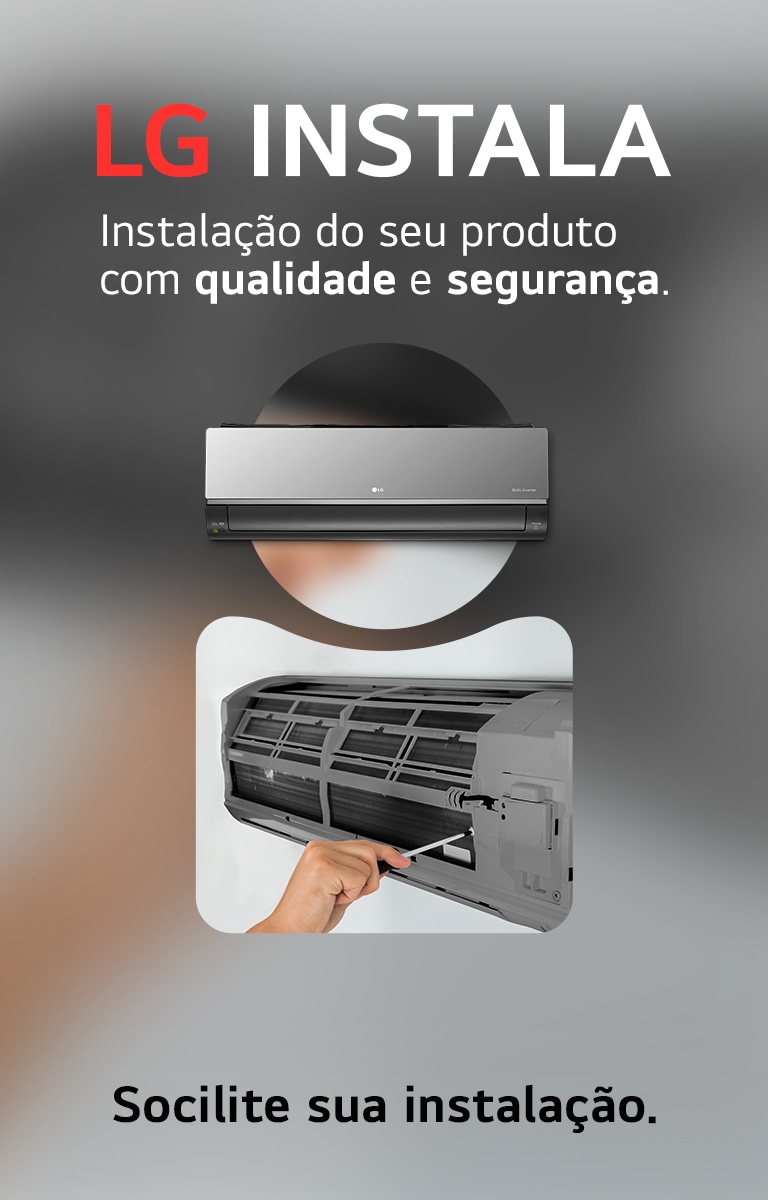 Instala??o de ar condicionado LG com qualidade e seguran?a. M?o ajustando unidade interior com chave de fenda.
