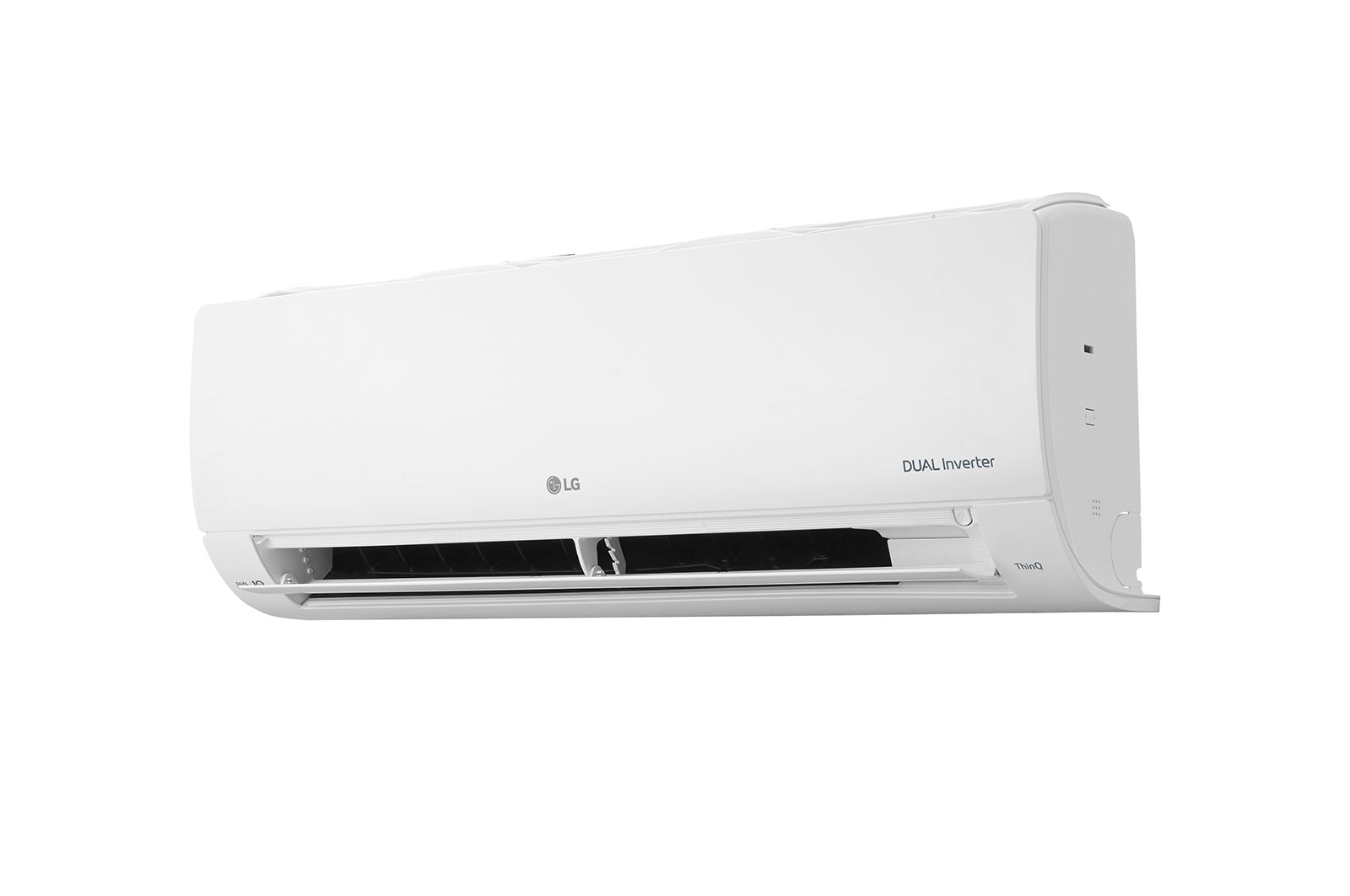 Evaporadora do Ar-Condicionado LG AI Dual Inverter Voice Bi-Split Frio 9.000 BTU 220V modelo S32Q16SA181 visto de frente com a aleta aberta
