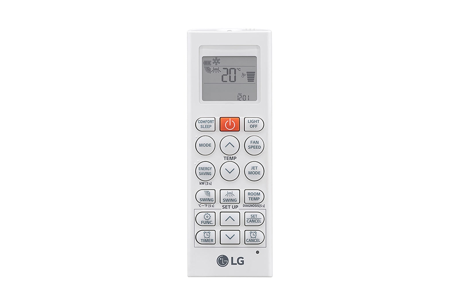 Controle remoto do Ar-Condicionado LG AI Dual Inverter Voice Bi-Split Frio 9.000 BTU 220V modelo S32Q16SA181 visto de frente