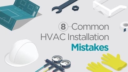 Imagem da capa de ícones relacionados ao HVAC com o título 8 erros comuns na instala??o de HVAC.
