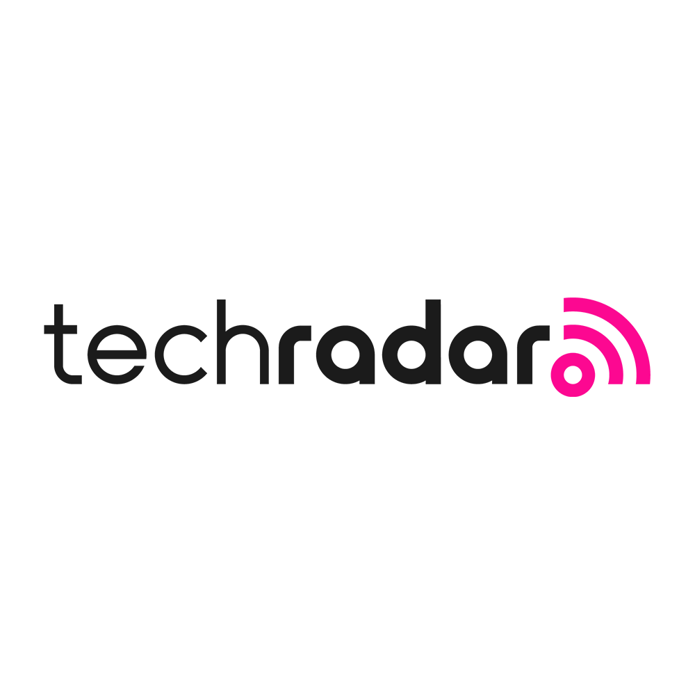  Logotipo do TechRadar com texto preto e ícone de radar rosa à direita, representando um site de notícias tecnológicas.