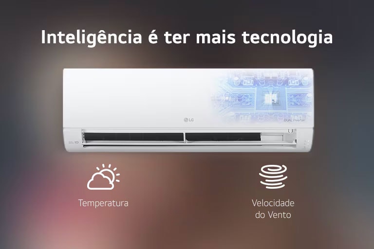 Foto ilustrativa do ar-condicionado LG Dual Inverter com inteligência artificial em seu interior