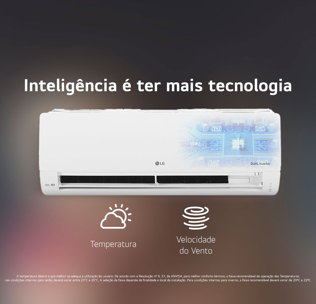 Foto ilustrativa do ar-condicionado LG Dual Inverter com inteligência artificial em seu interior