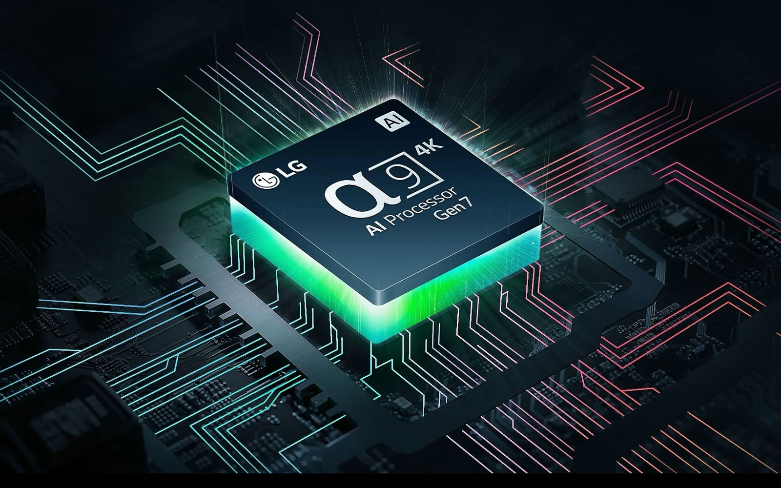 Processador Alpha 9 AI 4K Gen 7 quase invisível na escurid?o.