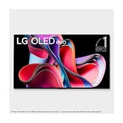 Vista frontal da LG OLED evo, com o emblema 11 Anos TV OLED No 1 no Mundo e o logotipo de 5 anos de garantia na tela