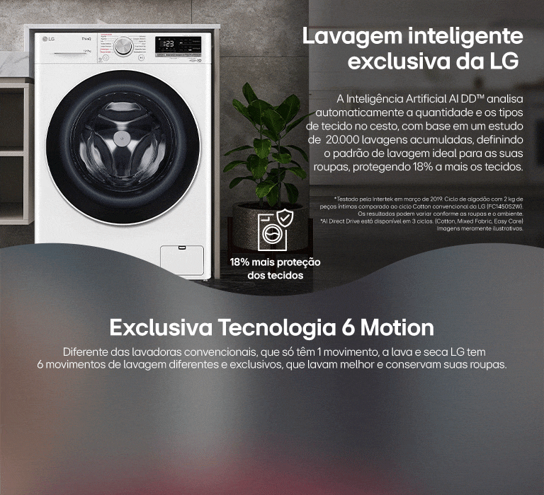 Lavagem inteligente exclusiva da LG