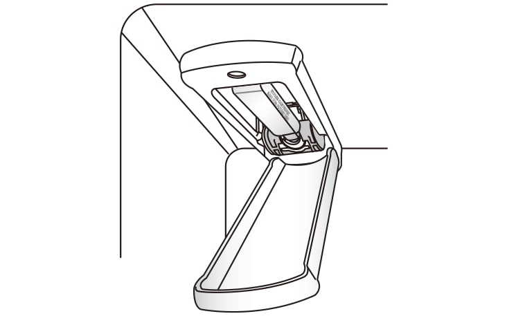 Diagram of a detergent compartment in an LG washing machine, showing the dispenser drawer pulled out for easy access.
