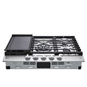 LG 30” Smart Gas Cooktop with UltraHeat? 22K BTU Dual Burner and LED Knobs, CBGJ3027S