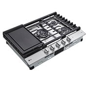 LG 30” Smart Gas Cooktop with UltraHeat? 22K BTU Dual Burner and LED Knobs, CBGJ3027S