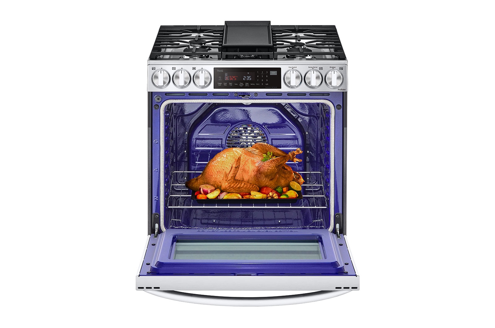 LG 6.3 cu ft. Smart Wi-Fi Enabled ProBake Convection? InstaView? Gas Slide-in Range with Air Fry, LSGL6335F