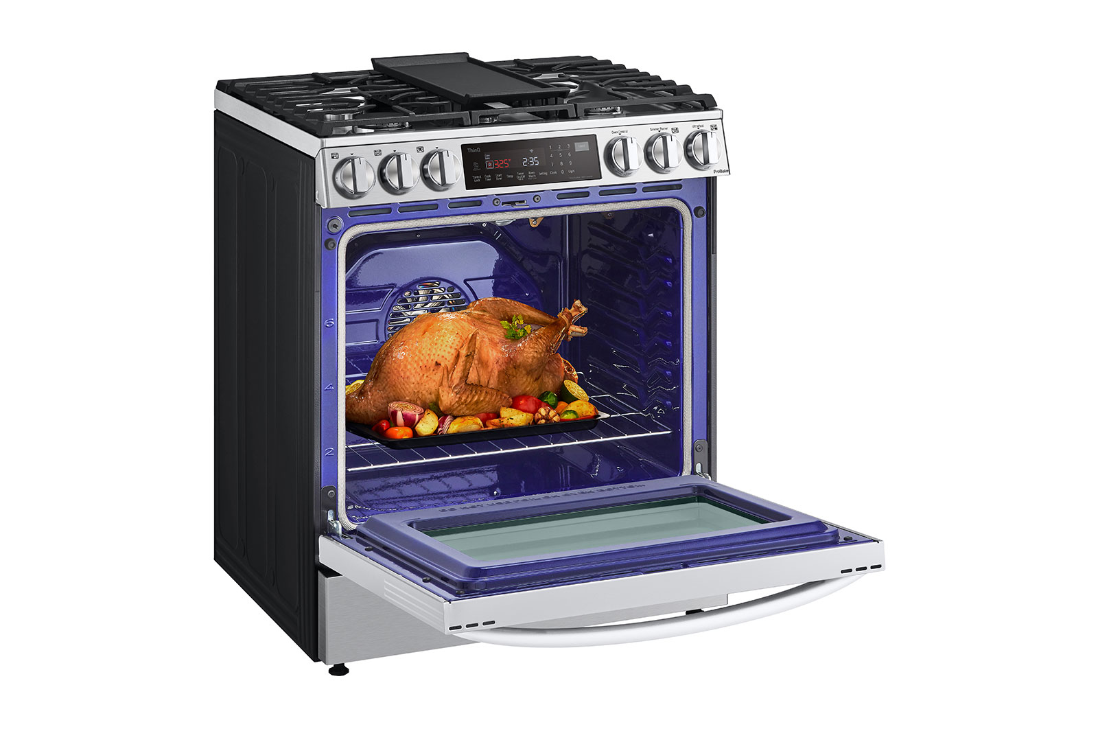LG 6.3 cu ft. Smart Wi-Fi Enabled ProBake Convection? InstaView? Gas Slide-in Range with Air Fry, LSGL6335F