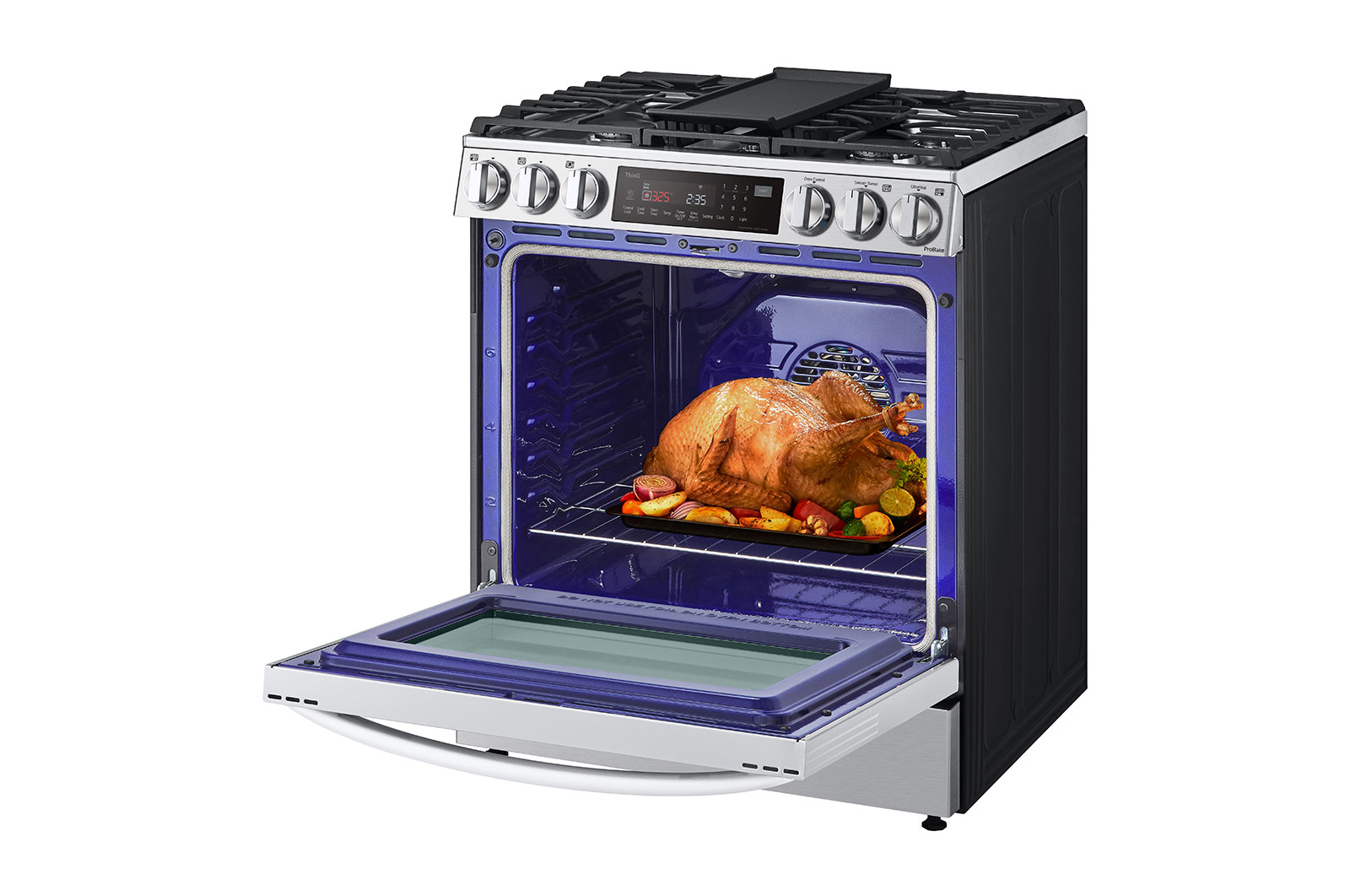 LG 6.3 cu ft. Smart Wi-Fi Enabled ProBake Convection? InstaView? Gas Slide-in Range with Air Fry, LSGL6335F