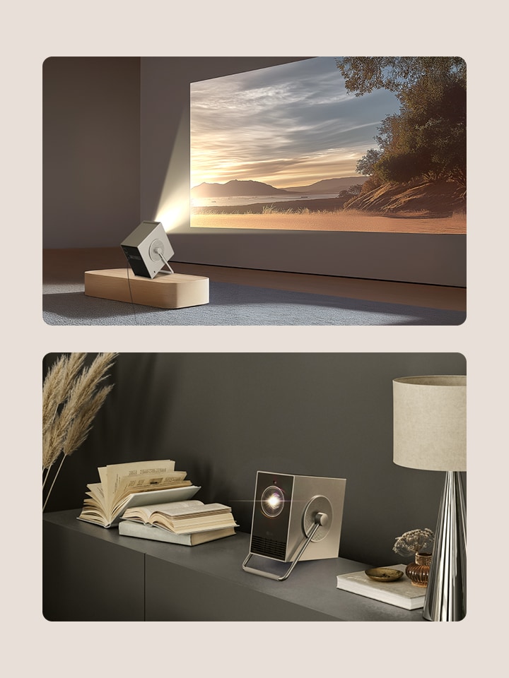 CineBeams are placed on the desk and sofa.