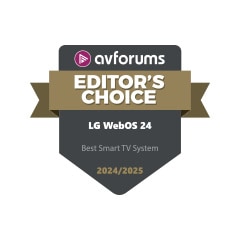 AVForums choix de l’éditeur du logo désigne la LG webOS 24 comme meilleur système de Téléviseur Smart 2024/2025. 