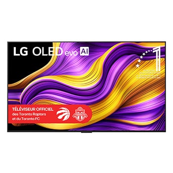 Vue avant du téléviseur Smart TV LG OLED evo AI G5 4K. L’emblème OLED 12?ans numéro?1 mondial et le logo LG OLED evo AI 2025 apparaissent sur l’écran.