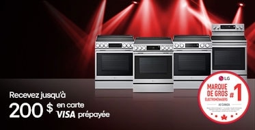 Recevez jusqu’à 200?$ en carte VISA prépayée à l’achat de cuisinières admissibles de LG entre le 28?ao?t?2025 et le 1er?octobre?2025