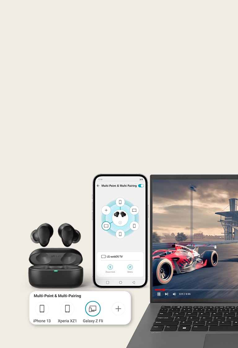 Vous pouvez facilement jumeler vos écouteurs avec jusqu’à cinq appareils. Connectez-les à deux appareils simultanément grace aux fonctions Multi Point et Multi Pairing. Il suffit d’ajouter des appareils dans l’application ou le gadget logiciel TONE?Free pour passer d’un appareil à l’autre.