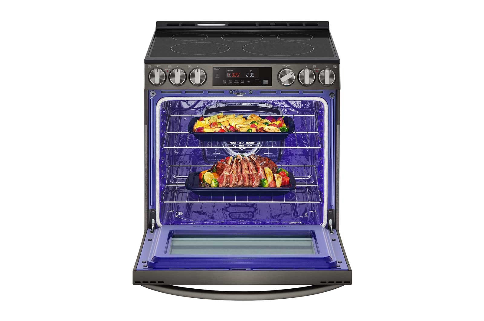 LG Cuisinière encastrable électrique intelligente de 6,3 pi3 en acier inoxydable noir équipé du Wi-Fi, d’une convection par ventilateur et de la technologie Air Fry et EasyClean<sup>MD</sup>., LSEL6333D