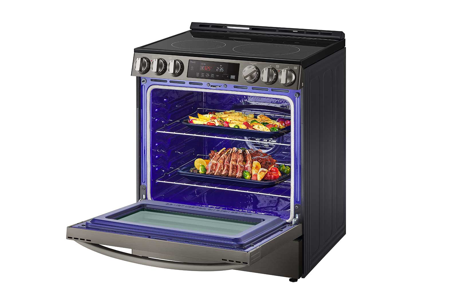 LG Cuisinière encastrable électrique intelligente de 6,3 pi3 en acier inoxydable noir équipé du Wi-Fi, d’une convection par ventilateur et de la technologie Air Fry et EasyClean<sup>MD</sup>., LSEL6333D