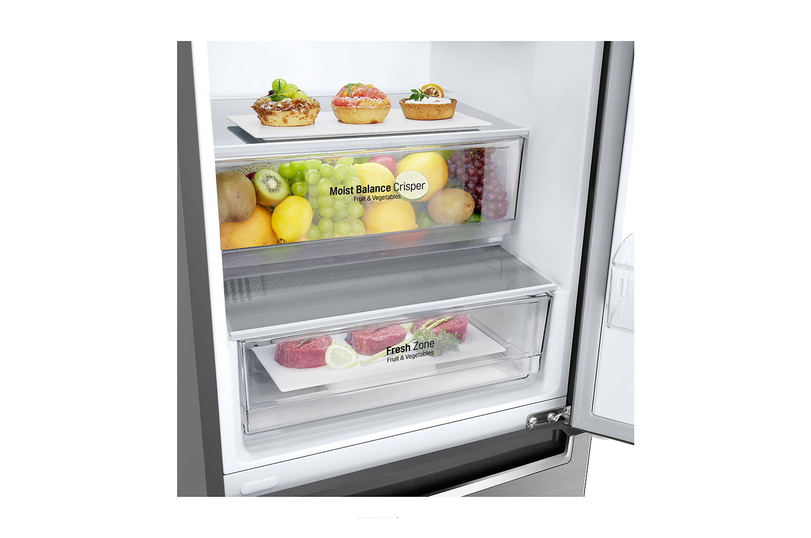 LG Réfrigérateur de 24?po à profondeur de comptoir d’une capacité de 12?pi3 avec congélateur en bas et Refroidissement+ de la porte, LBNC12231V