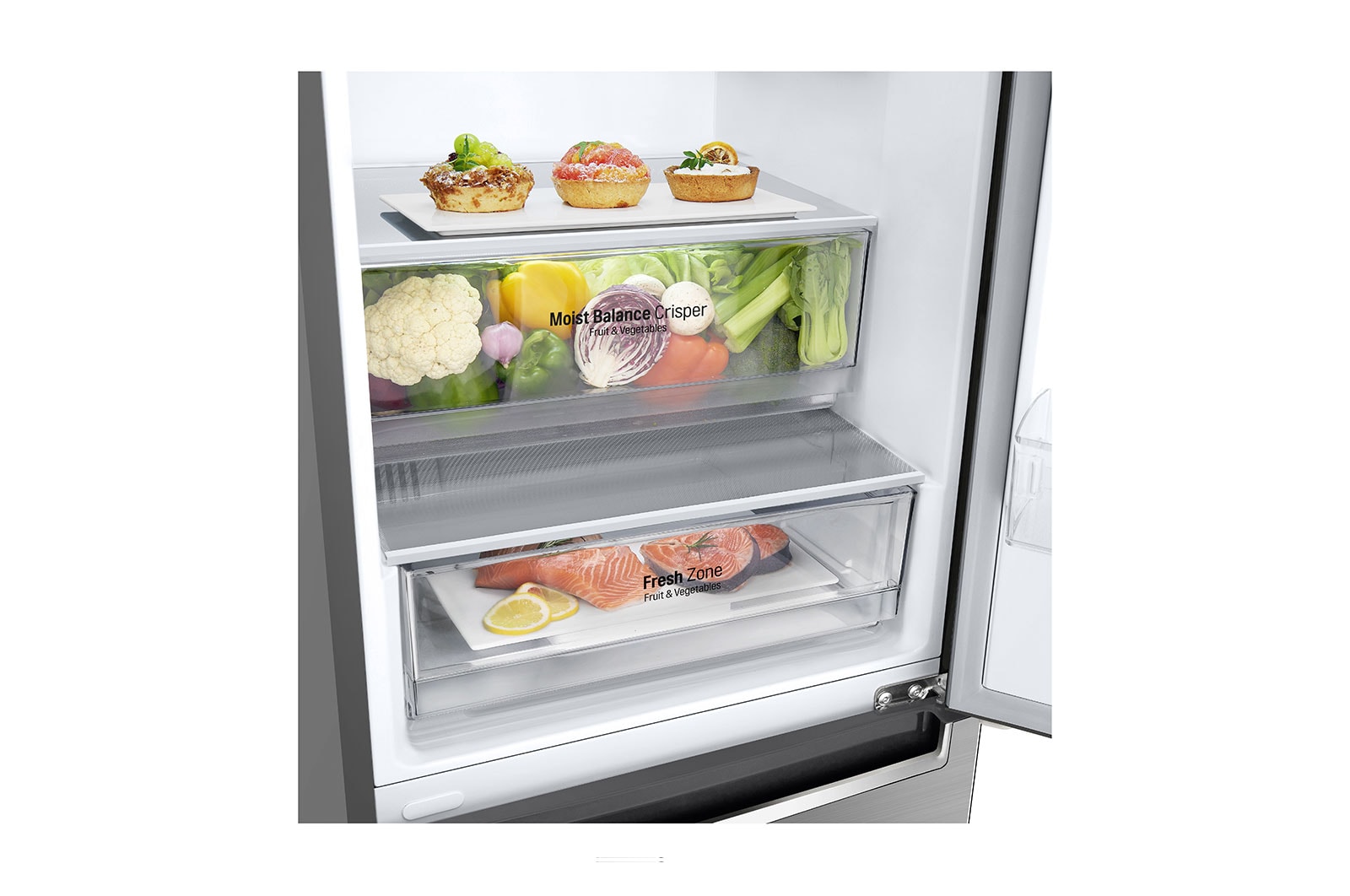 LG Réfrigérateur de 24?po à profondeur de comptoir d’une capacité de 12?pi3 avec congélateur en bas et Refroidissement+ de la porte, LBNC12231V