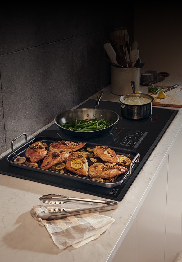 Cinq br?leurs sur la surface de cuisson