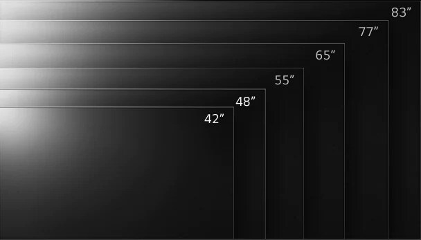 Chaque taille de l’OLED de LG appara?t à l’écran, du modèle le plus petit au plus grand