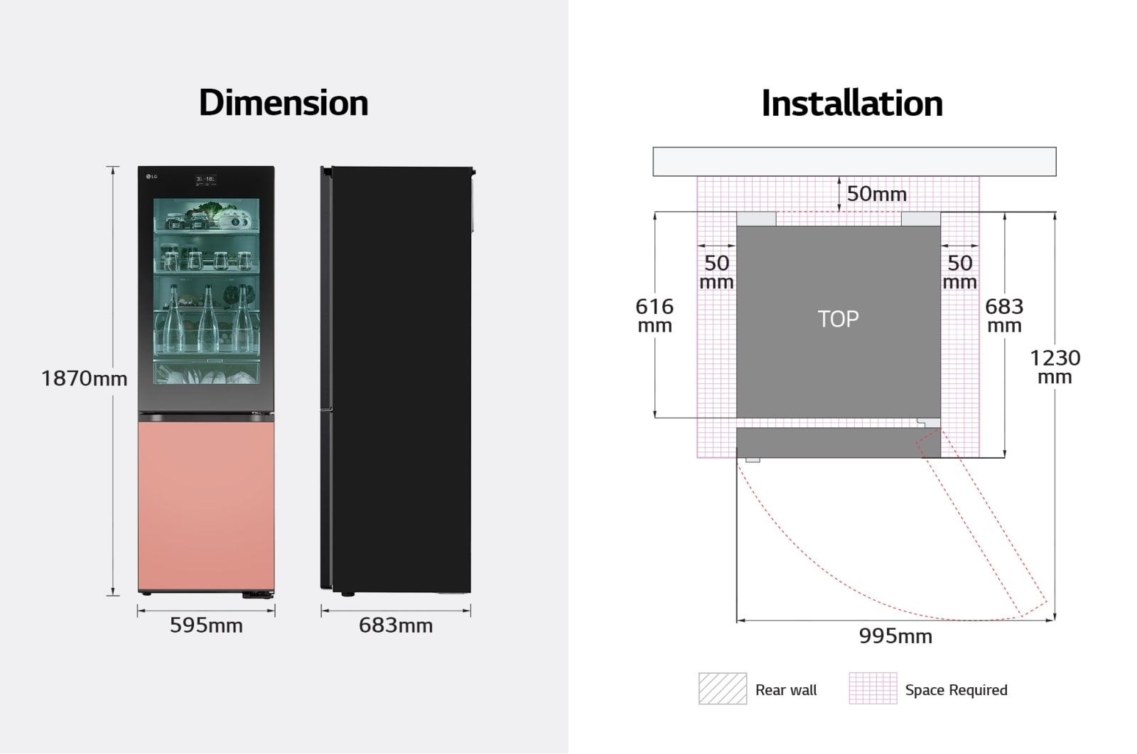 LG InstaView with MoodUP?? fridge-freezer combination | Built-in speaker | 4.3” touch LCD display | GBG719MDNN, GBG719MDNN