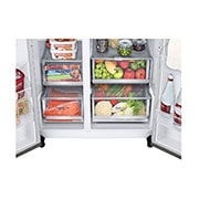 LG Side-by-Side mit InstaView Door-in-Door? | Craft Ice Kugeln | Eis-, Crushed Ice- und Wasserspender | 635 Liter Kapazit?t | Energieeffizienzklasse E | Festwasseranschluss | Brushed Steel | GSXV90BSDE, GSXV90BSDE
