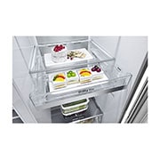 LG Side-by-Side mit InstaView Door-in-Door? | Craft Ice Kugeln | Eis-, Crushed Ice- und Wasserspender | 635 Liter Kapazit?t | Energieeffizienzklasse E | Festwasseranschluss | Brushed Steel | GSXV90BSDE, GSXV90BSDE