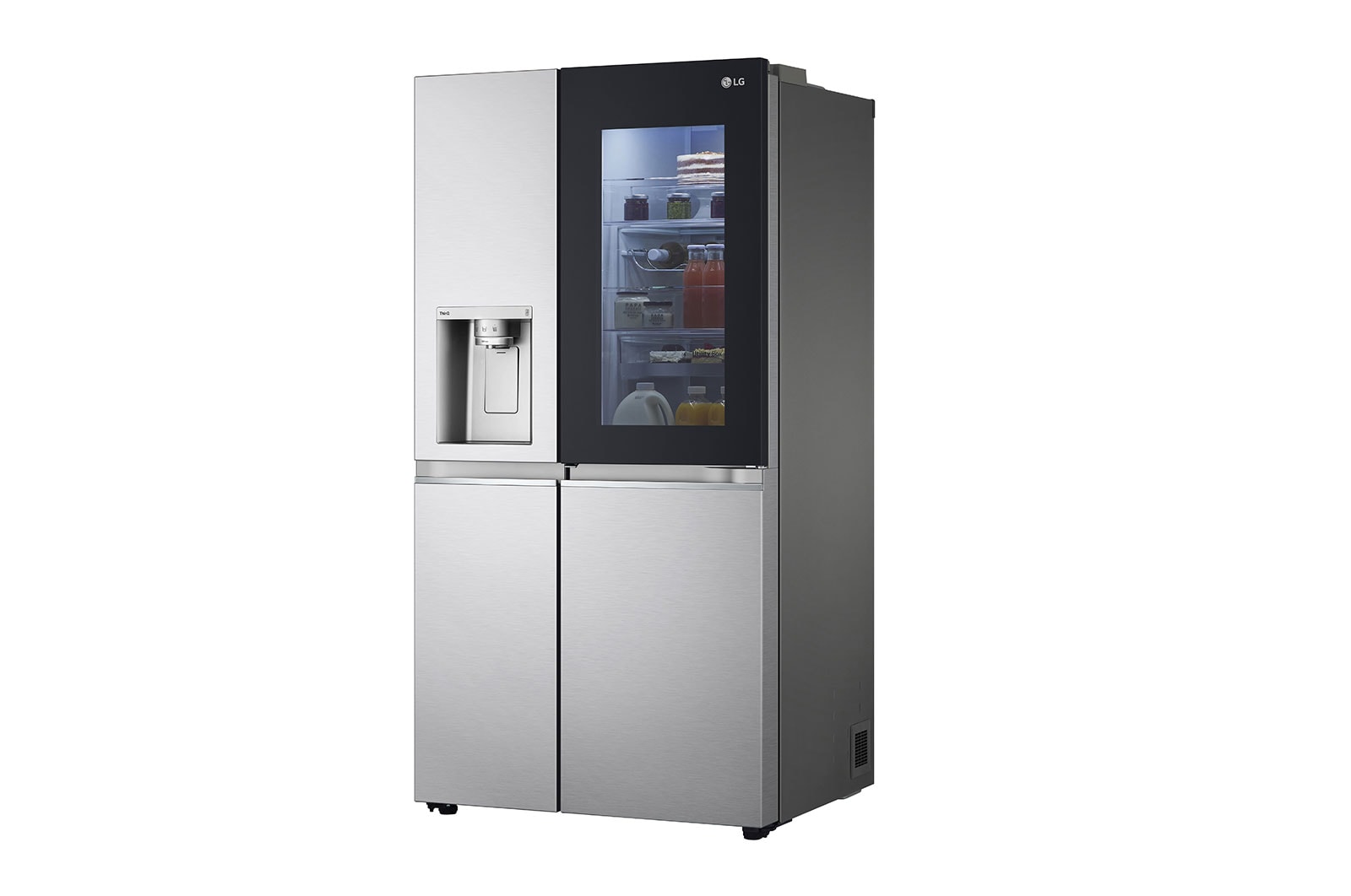 LG Side-by-Side mit InstaView Door-in-Door? | Craft Ice Kugeln | Eis-, Crushed Ice- und Wasserspender | 635 Liter Kapazit?t | Energieeffizienzklasse E | Festwasseranschluss | Brushed Steel | GSXV90BSDE, GSXV90BSDE