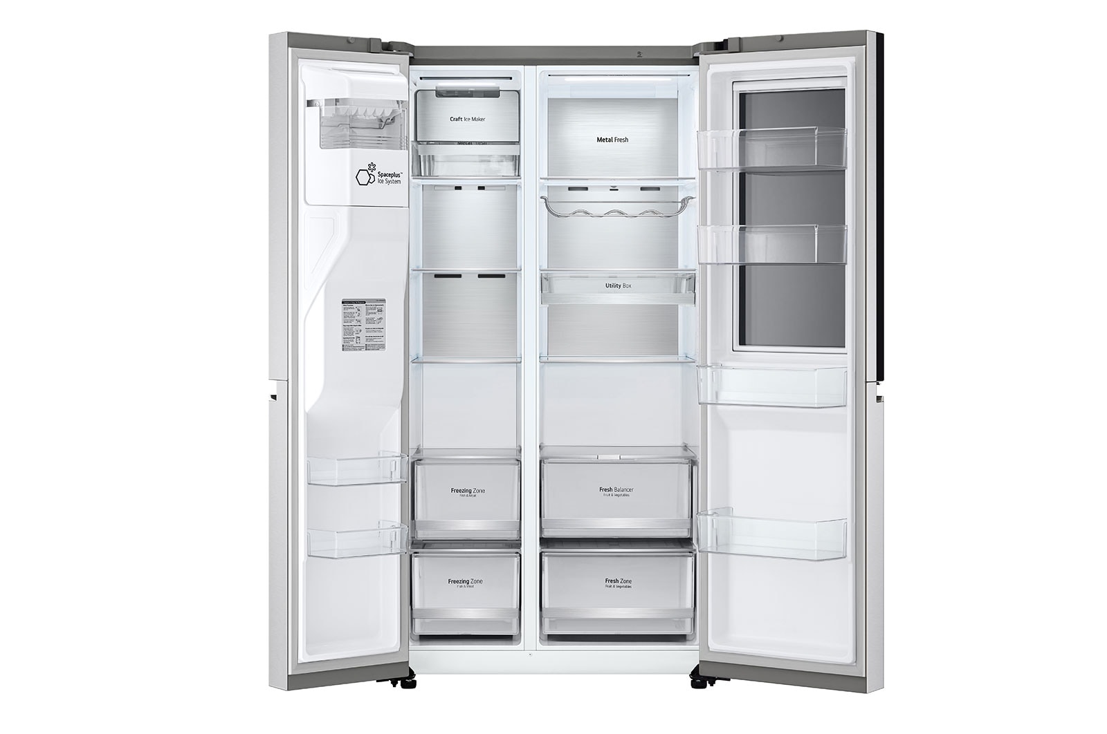 LG Side-by-Side mit InstaView Door-in-Door? | Craft Ice Kugeln | Eis-, Crushed Ice- und Wasserspender | 635 Liter Kapazit?t | Energieeffizienzklasse E | Festwasseranschluss | Brushed Steel | GSXV90BSDE, GSXV90BSDE