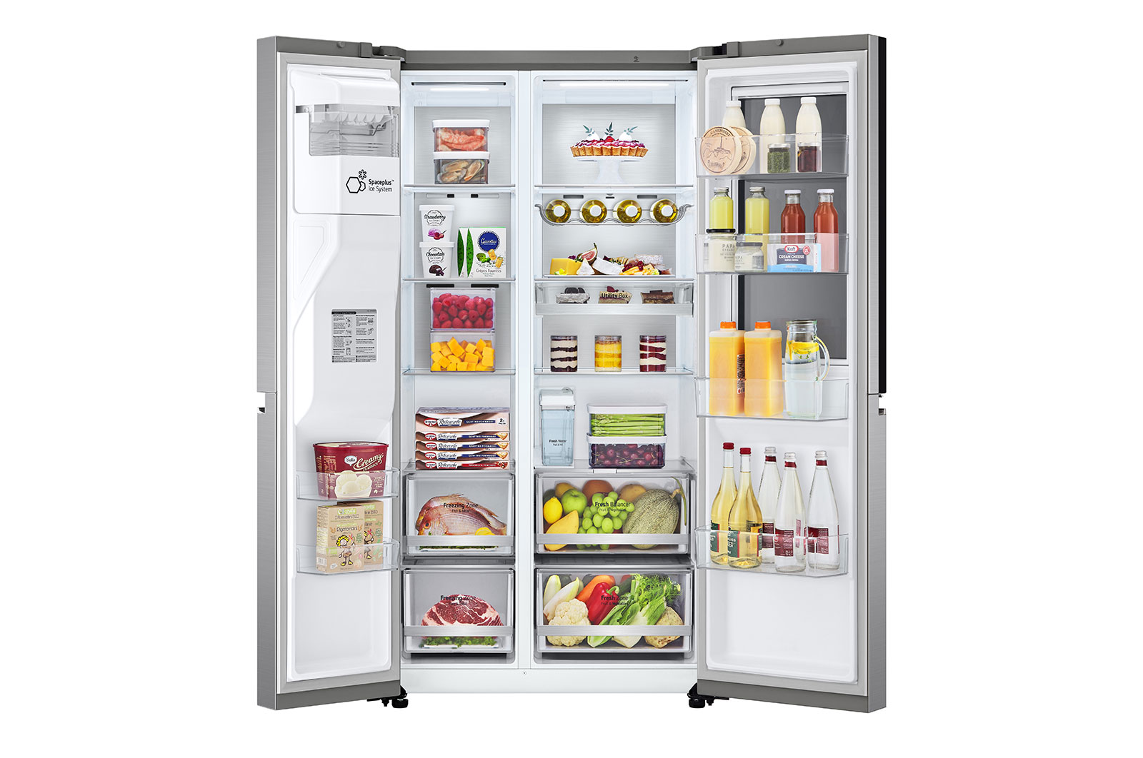 LG Side-by-Side mit InstaView Door-in-Door ? | Eis-, Crushed Ice- und Wasserspender  | 635 Liter Kapazit?t | Interner Wassertank 4L | Platinum Silver | GSXV91PZAE, GSXV91PZAE