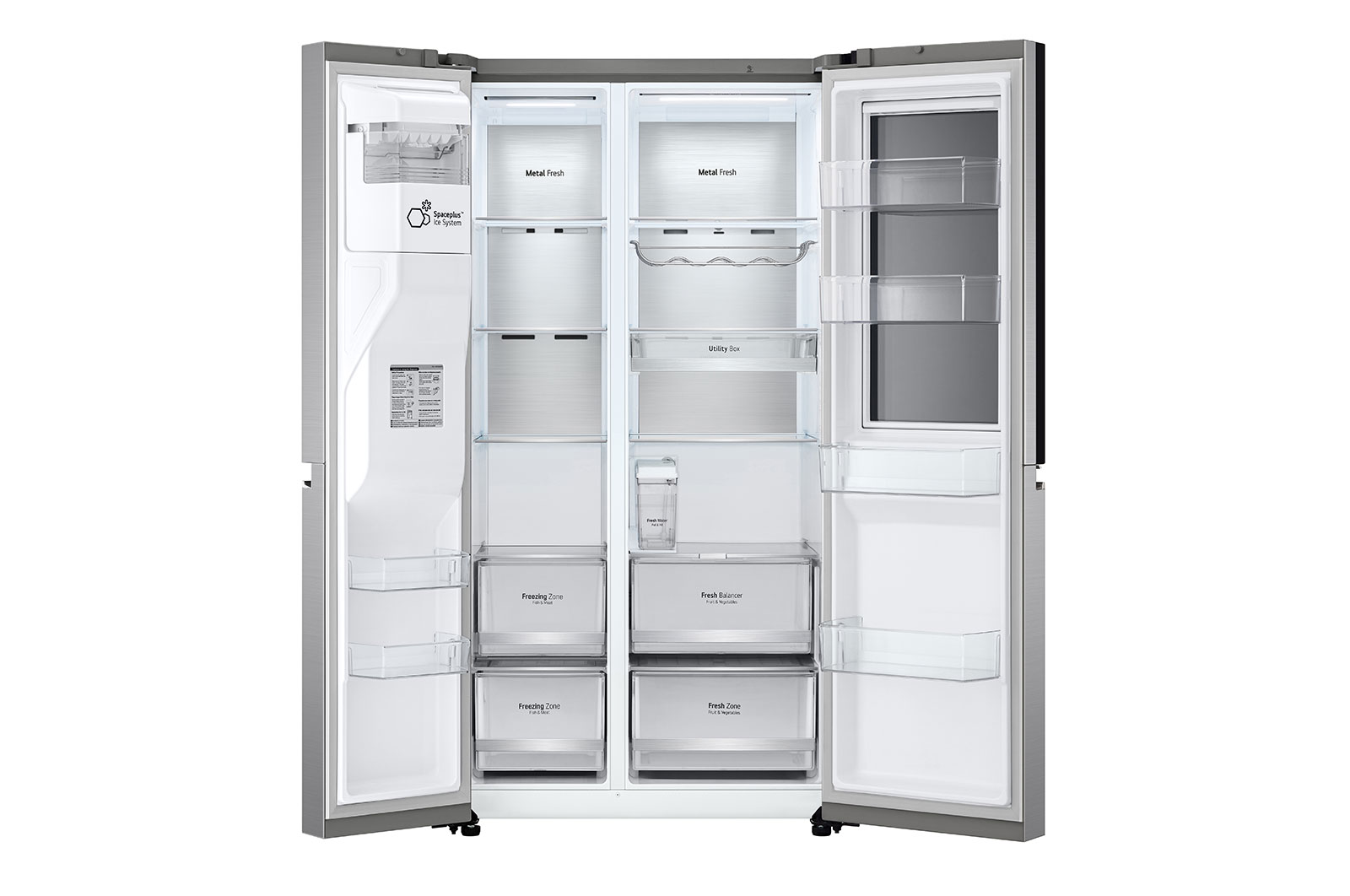 LG Side-by-Side mit InstaView Door-in-Door ? | Eis-, Crushed Ice- und Wasserspender  | 635 Liter Kapazit?t | Interner Wassertank 4L | Platinum Silver | GSXV91PZAE, GSXV91PZAE