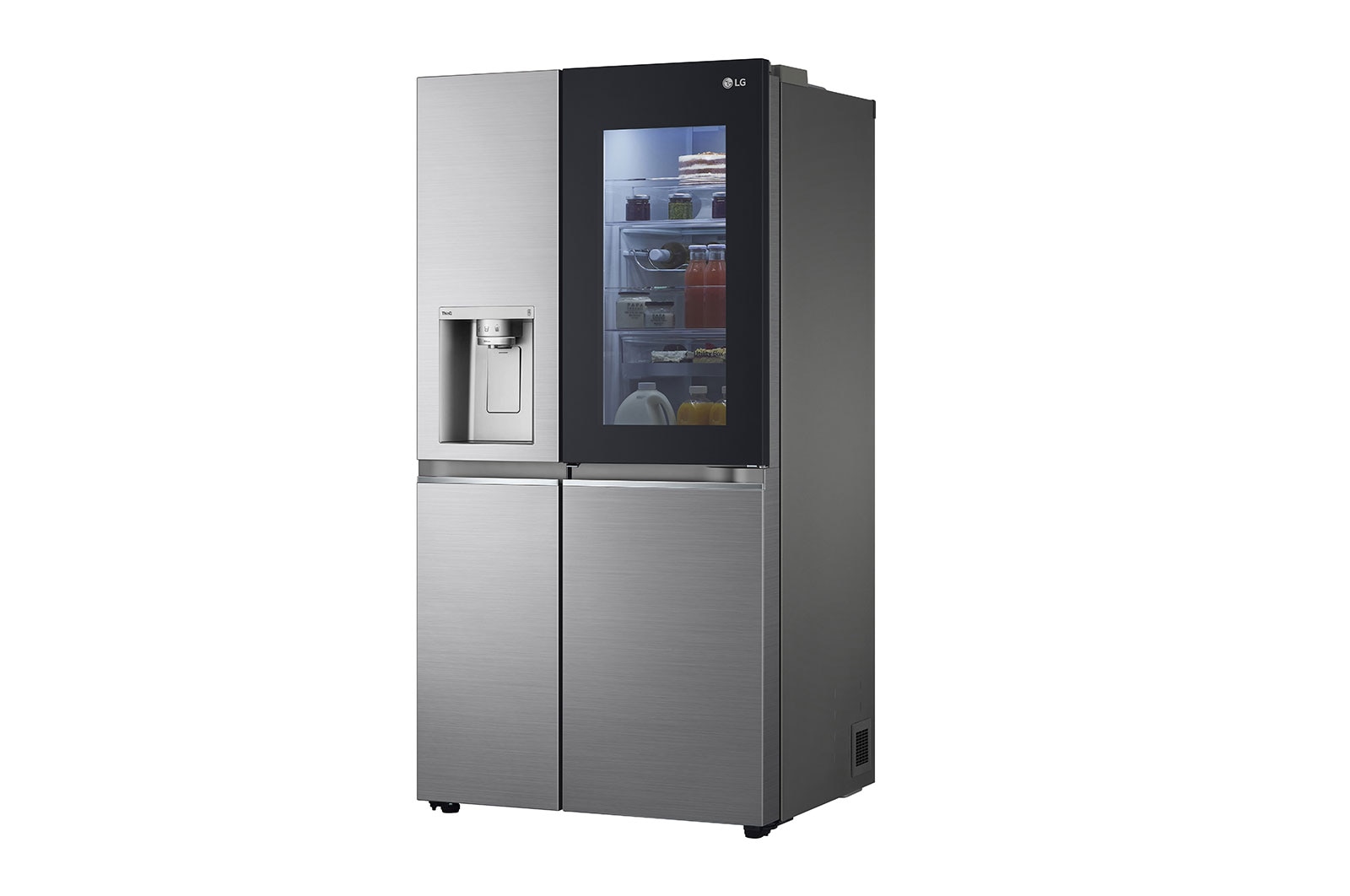 LG Side-by-Side mit InstaView Door-in-Door ? | Eis-, Crushed Ice- und Wasserspender  | 635 Liter Kapazit?t | Interner Wassertank 4L | Platinum Silver | GSXV91PZAE, GSXV91PZAE