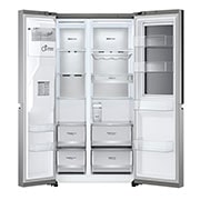 LG Side-by-Side mit InstaView Door-in-Door ? | Eis-, Crushed Ice- und Wasserspender  | 635 Liter Kapazit?t | Interner Wassertank 4L | Platinum Silver | GSXV91PZAE, GSXV91PZAE