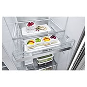 LG Side-by-Side mit InstaView Door-in-Door ? | Eis-, Crushed Ice- und Wasserspender  | 635 Liter Kapazit?t | Interner Wassertank 4L | Platinum Silver | GSXV91PZAE, GSXV91PZAE