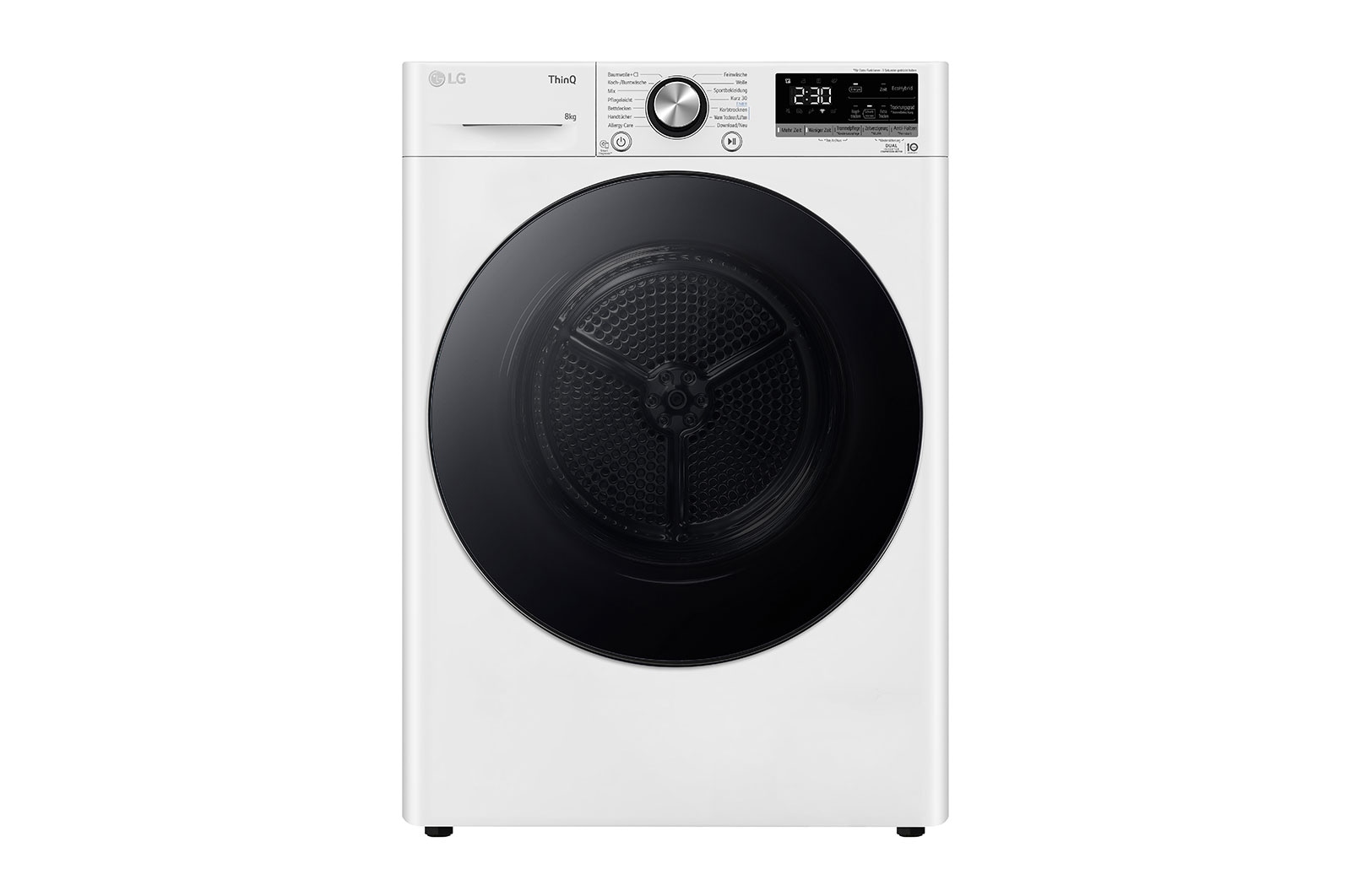 LG Trockner mit Dual Inverter W?rmepumpentechnologie & Sicherheitsglastür | Automatisch selbstreinigender Kondensator | 8 kg Fassungsverm?gen | Wi-Fi-Funktion | EEK A+++ | RT80V9W, RT80V9W