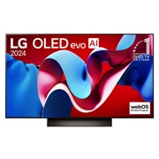 Vorderansicht mit LG OLED evo TV und OLED C4, Emblem 11?Years of number 1 OLED und Logo von webOS Re:New Program am Bildschirm