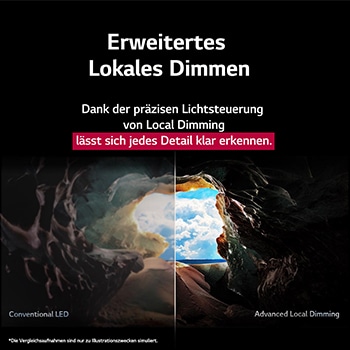 Ein M?dchen und ein Hund sitzen vor einem LG QNED TV, der an einer Wand montiert ist und drei Elefanten zeigt, die über einer LG Soundbar nach au?en laufen. Der Titel spricht davon, dass jede Aktion auf einer gro?en Leinwand noch spannender ist.