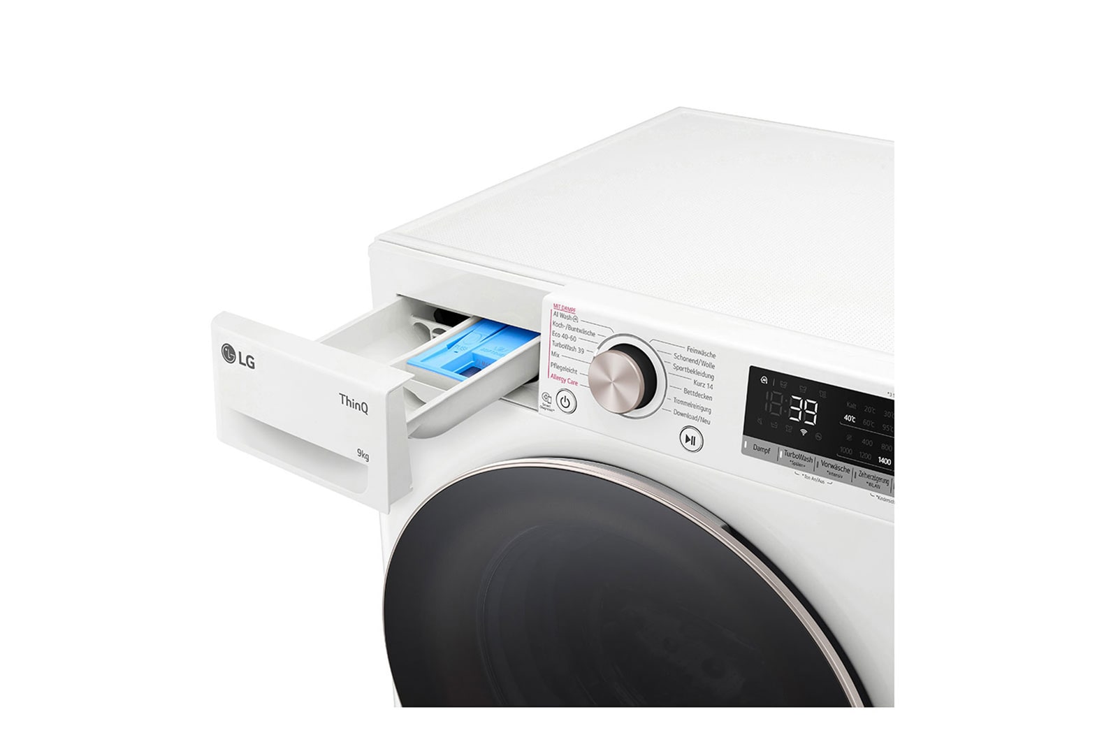 LG Waschmaschine Weiss (A-10%*, 9 kg, 1.360 U./Min.) mit AI DD? & TurboWash?360° | F4WR709G, F4WR709G