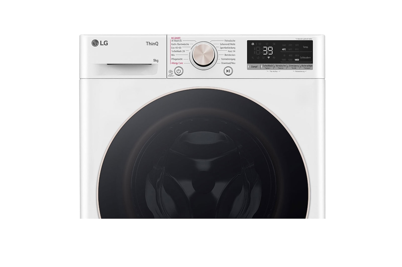 LG Waschmaschine Weiss (A-10%*, 9 kg, 1.360 U./Min.) mit AI DD? & TurboWash?360° | F4WR709G, F4WR709G