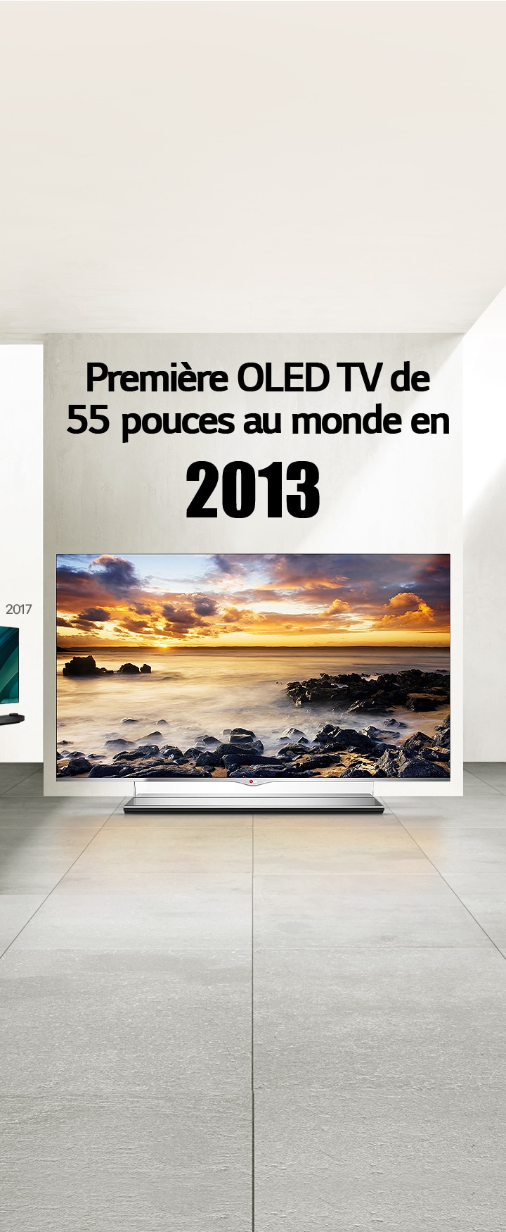 LG TV. Le titre indique?: Première OLED TV de 55?pouces au monde en 2013.