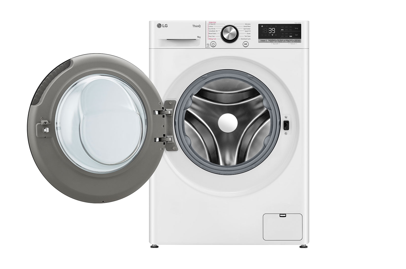 LG Lave-linge d'une capacité de 9 kg | Slim Fit | Efficacité énergétique A | 1200 tr/min. | Blanc avec anneau hublot noir | F2V7SLIM9, F2V7SLIM9
