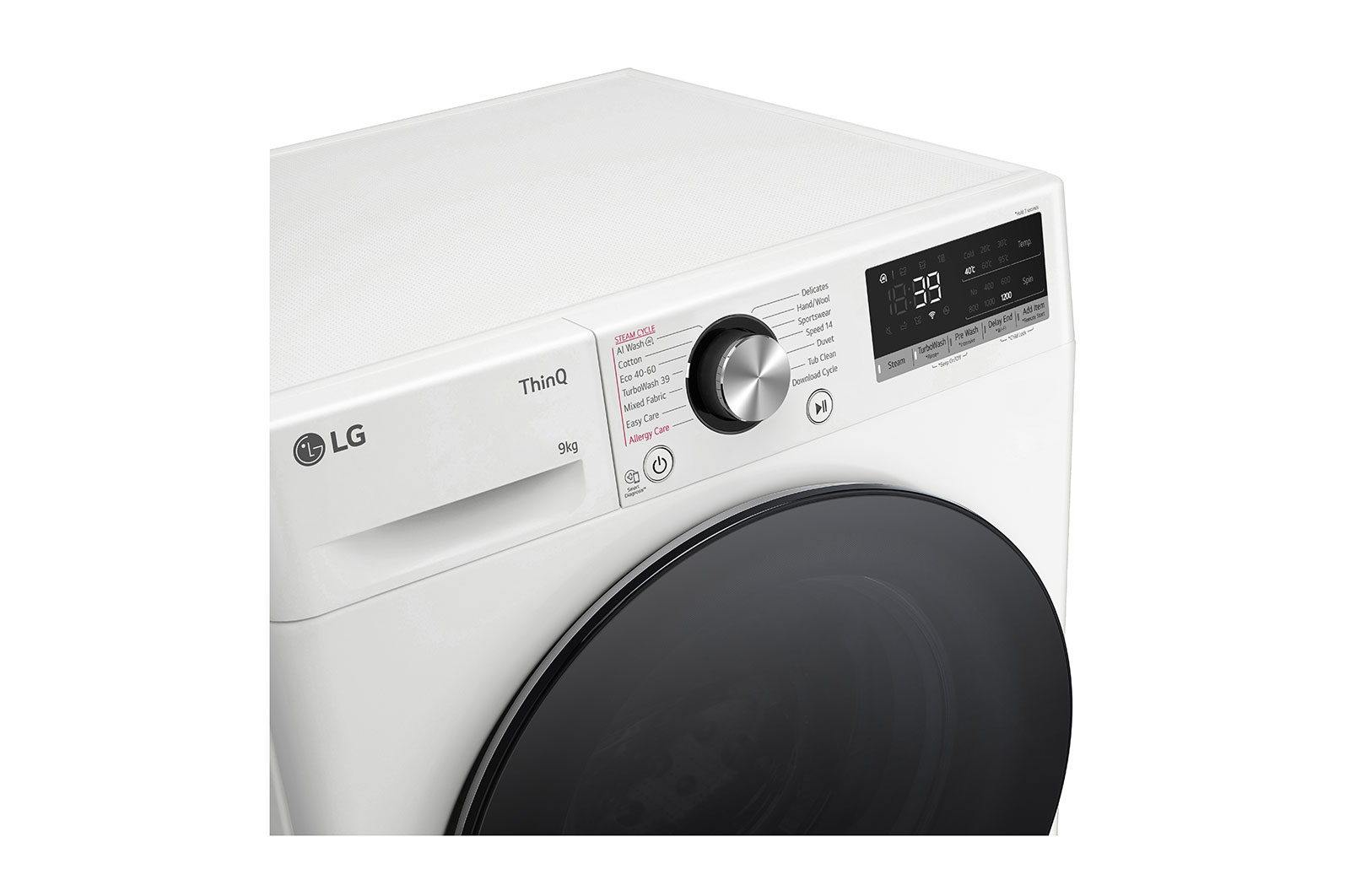 LG Lave-linge d'une capacité de 9 kg | Slim Fit | Efficacité énergétique A | 1200 tr/min. | Blanc avec anneau hublot noir | F2V7SLIM9, F2V7SLIM9