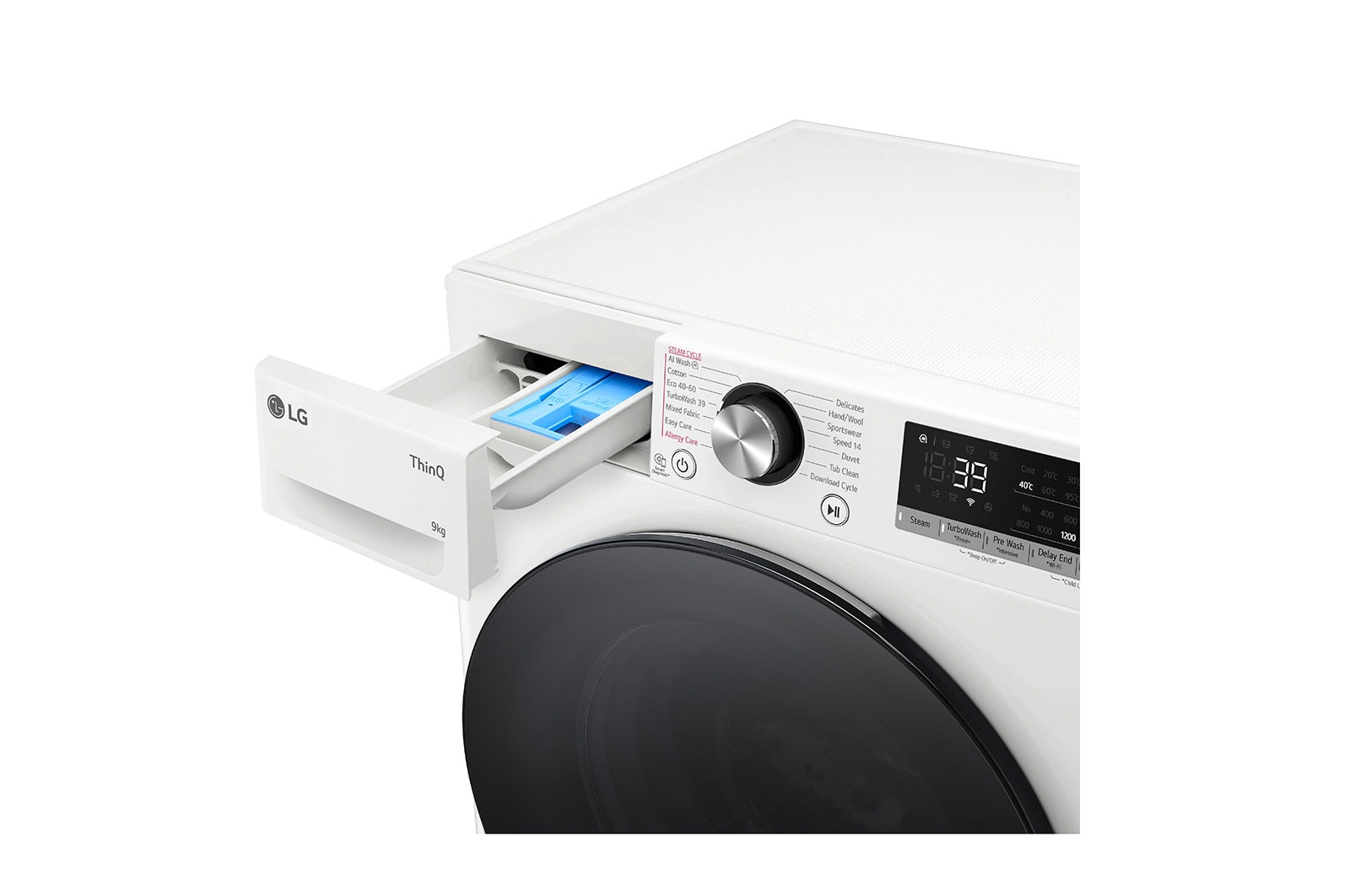LG Lave-linge d'une capacité de 9 kg | Slim Fit | Efficacité énergétique A | 1200 tr/min. | Blanc avec anneau hublot noir | F2V7SLIM9, F2V7SLIM9